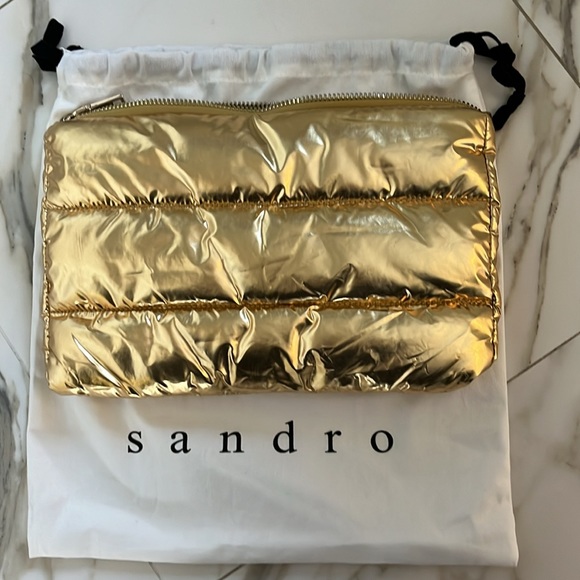 Sandro Gold Puffer Clutch Bag - Picture 5 of 7